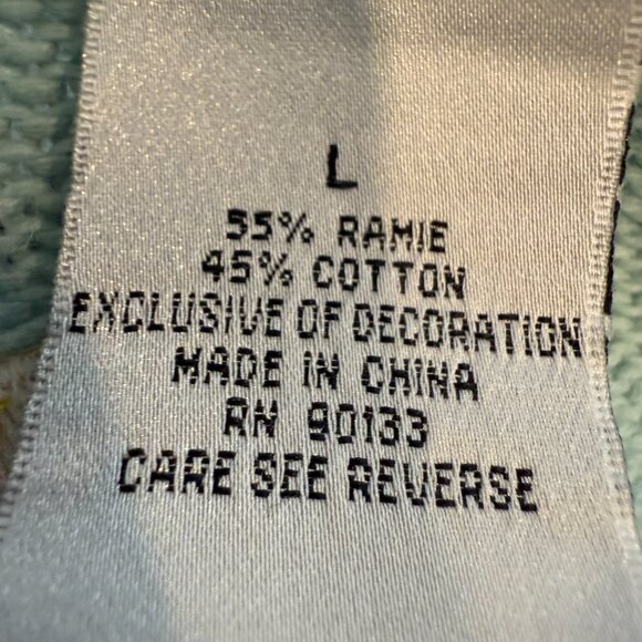 Vintage Quacker Factory Christmas Holiday Sweater Blue Embroidered Patches Large - Picture 5 of 13